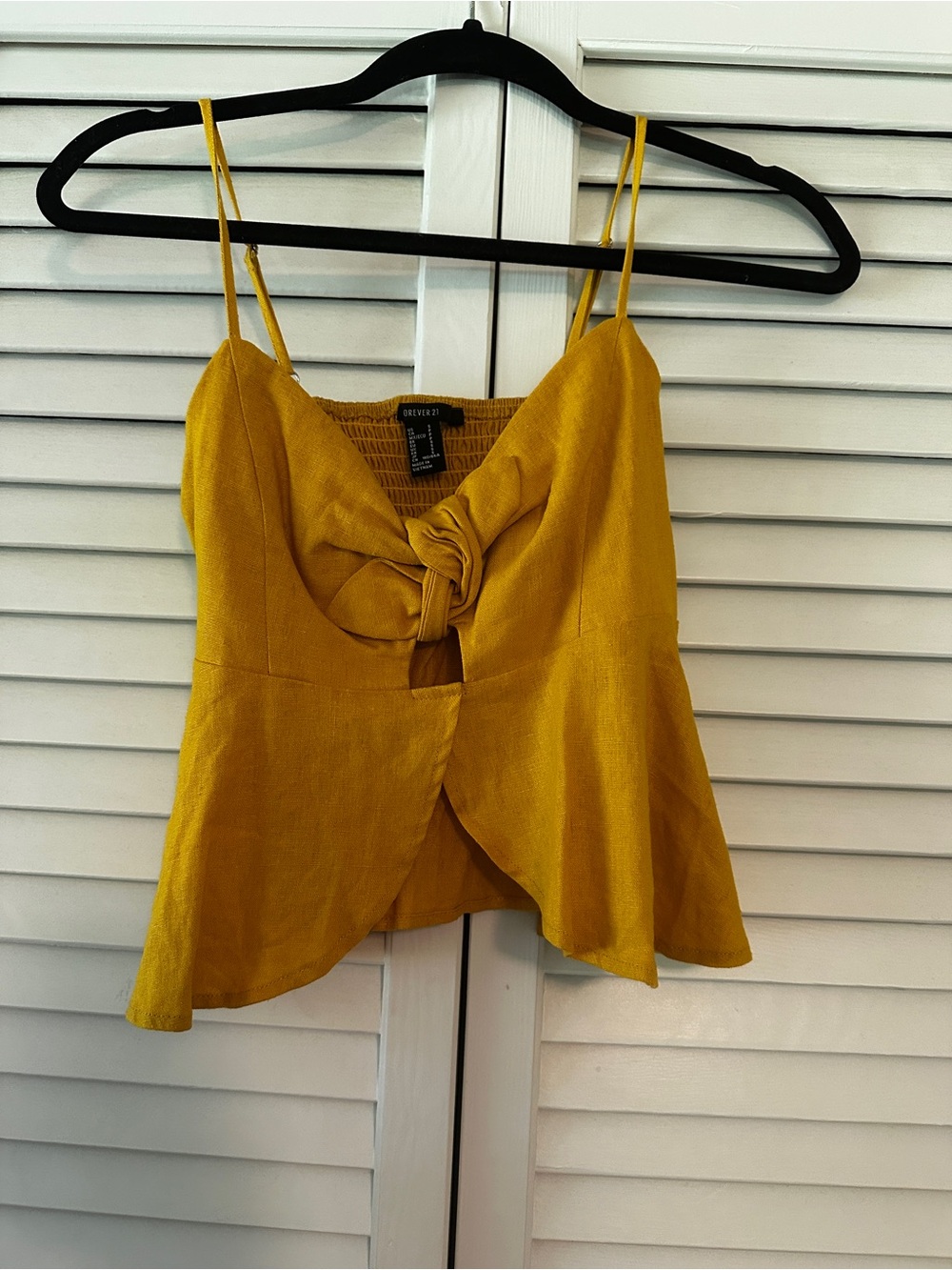 Forever 21 Mustard Knotted Front Spaghetti Strap Cami